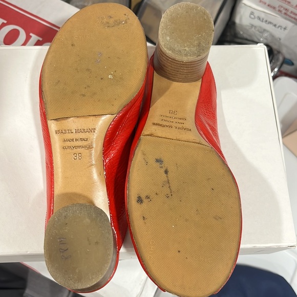 Isabel Marant red shiny leather mules size 38 - Picture 7 of 7